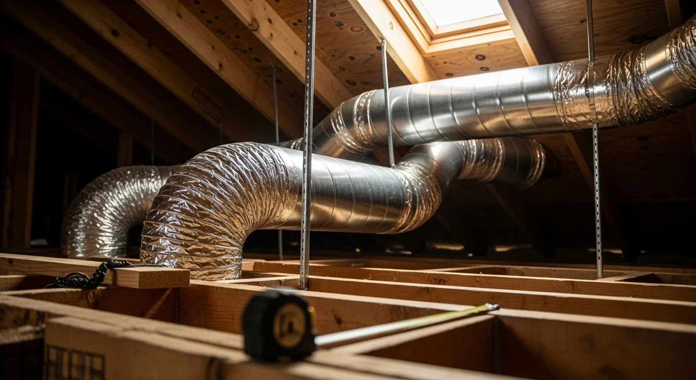 Residential ductwork installation in an attic space