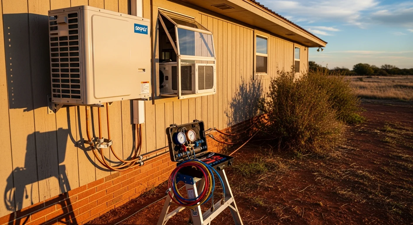 HVAC technician installing a residential heating and cooling system